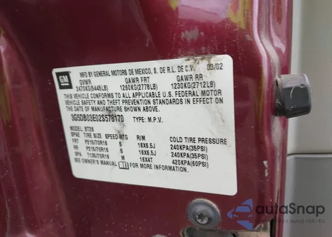 2002 Buick Rendezvous Cxl from USA, damaged, VIN 3G5DB03E02S578170